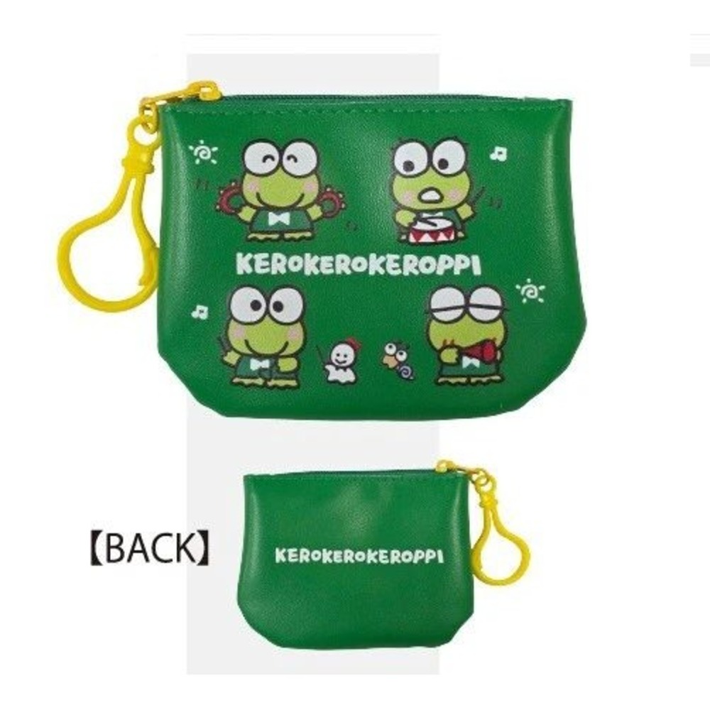 Sanrio Japan‎ Keroppi Mini Coin Pouch Green Faux Leather Clip On Wallet NEW
